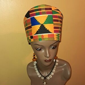 NEW COLORFUL AFRICAN KUFI HI- LOW HAT 24"
